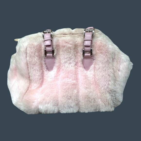My Flat In London Scottie Purse Pink Faux Fur Pink Handbag Chain Straps Y2K Boho - Picture 5 of 10